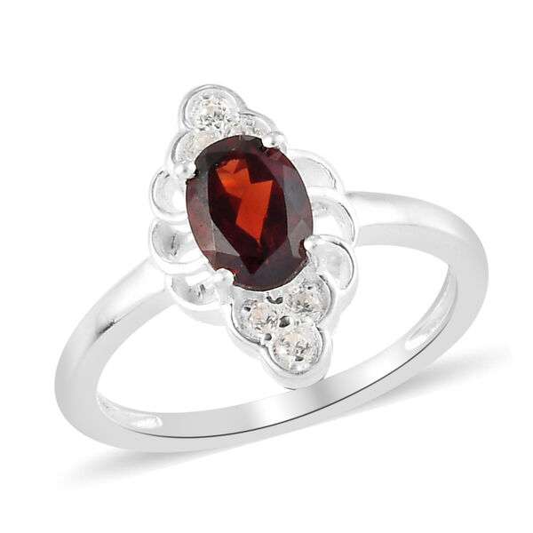 Roter Granat und Zirkon-Ring, 925 Silber  ca. 1,19 ct image number 4