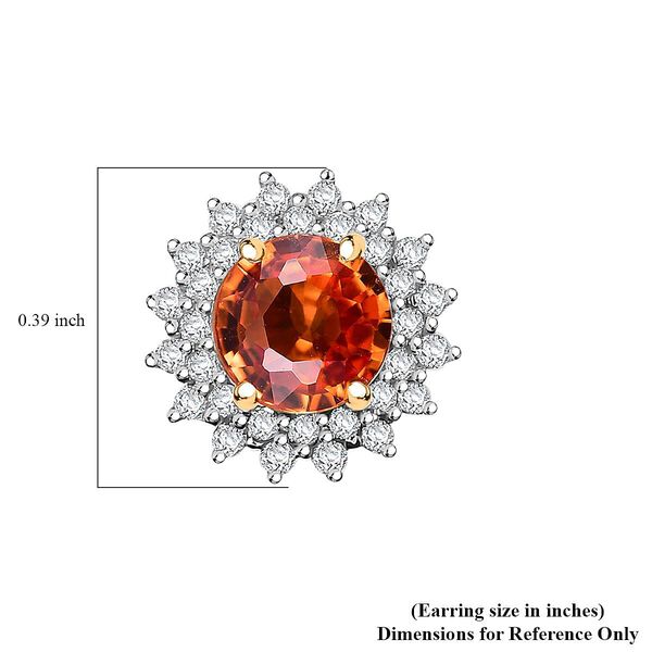 Zertifiziert und gepr&uuml;ft AAA Orange Saphir und Diamant Ohrringe in 585 Gold - 2,18 ct. image number 6