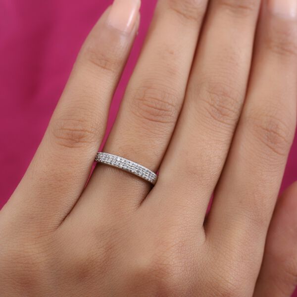 Diamant Half Eternity Ring 925 Silber Platin-&Uuml;berzug