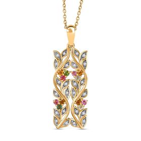 ALLORO AA Multi-Turmalin und Zirkon-Anhänger mit 45cm Kette - 0.88 ct.