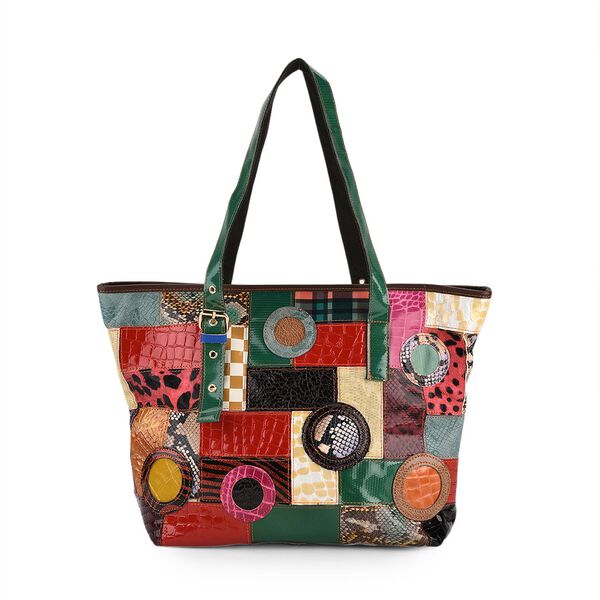 Chaos by Elsie - Tote-Bag aus echtem Leder mit RFID gepr&auml;gtes Krokodil-Design mit gl&auml;nzendem Rautenmuster Gr&ouml;&szlig;e: 31,5x15x31 cm