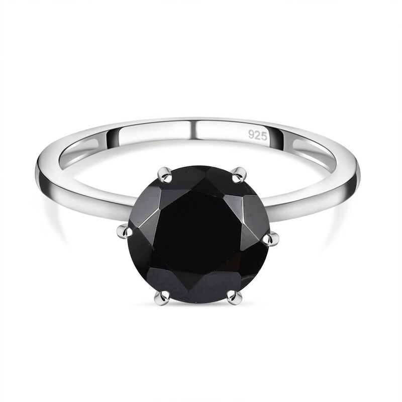 Schwarzer Spinell Ring, 925 Silber,  (Größe 18.00) ca. 3.31 ct image number 0