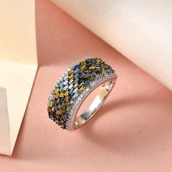 Mehrfarbiger Diamant-Cluster-Ring - 1 ct.