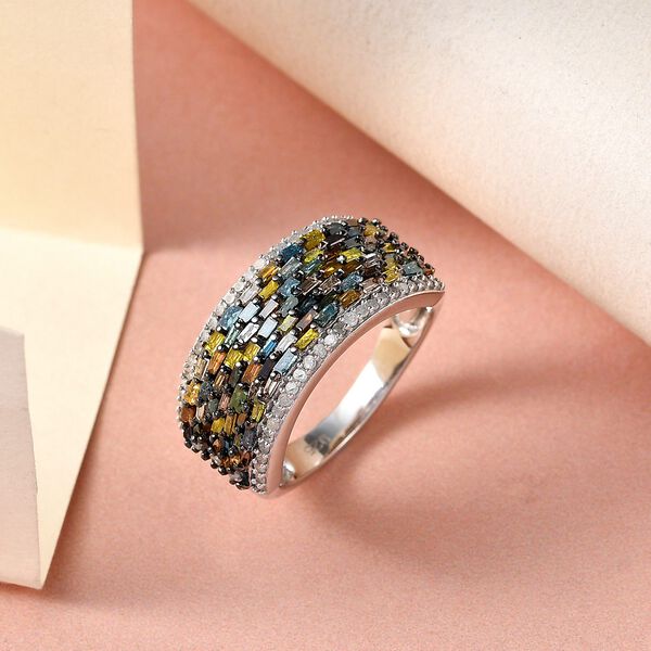 Mehrfarbiger Diamant-Cluster-Ring - 1 ct. image number 2