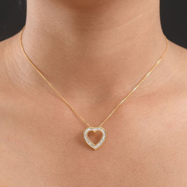 LUXURIANT SI-GH Labor Diamant Anhänger mit 50cm Kette, 925 Silber 750 Gelbgold Vermeil - 0,50 ct. image number 3