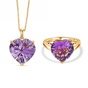 D'Joy AA Rose De France Amethyst Ring und Anh&auml;nger mit 50cm Kette