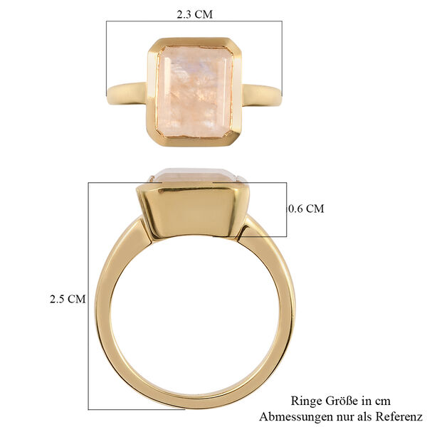 Regenbogen Mondstein Solitär-Ring, 925 Silber Gelbgold Vermeil  ca. 5,57 ct image number 7