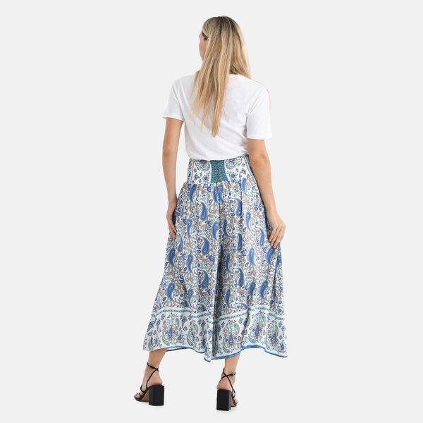 Gesmokte Taillen-Culottes mit Paisleymuster, Einheitsgröße, Blau image number 2