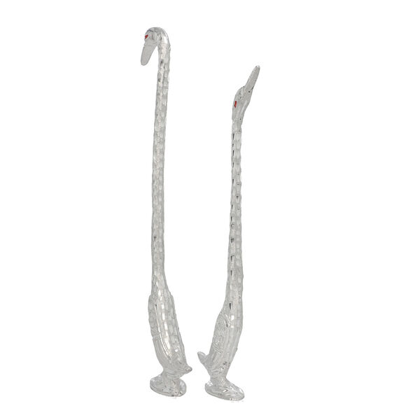 2er Set Deko Schwäne aus Aluminium, 8x4x34 und 7x3x30 cm, Silber image number 5