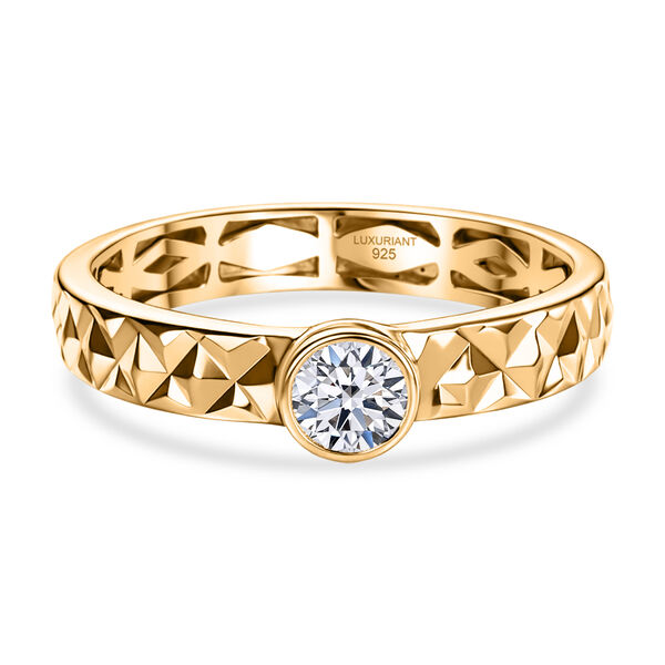 LUXURIANT DIAMOND - Lab Grown Diamant SI-GH Ring 925 Silber 750 Gelbgold Vermeil (Gr&ouml;&szlig;e 17.00) ca. 0,25 ct