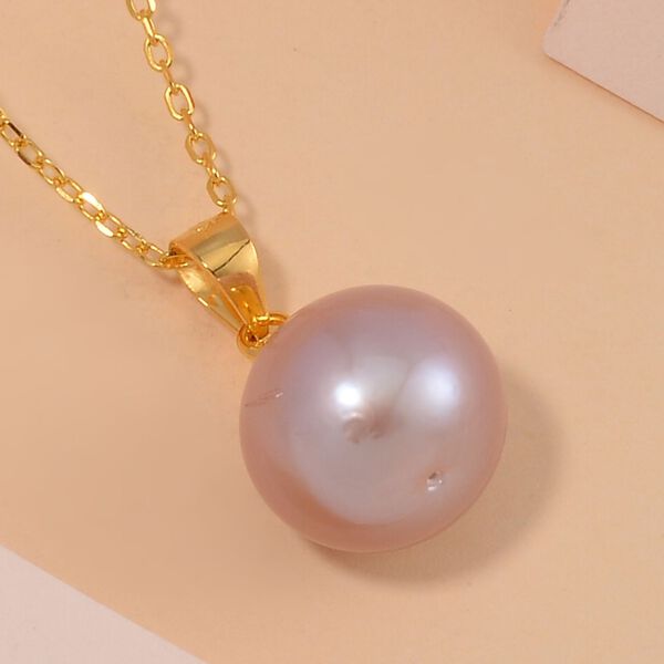 Lila Edison Perle Anh&auml;nger mit Kette, ca. 24,00 ct. image number 2