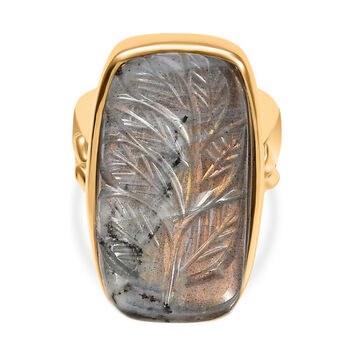 Feuer Labradorit Ring Messing (Gr&ouml;&szlig;e 17.00) ca. 30,22 ct