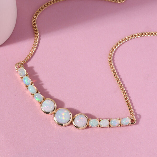 Nat&uuml;rliche, &auml;thiopische Opal-Halskette in Silber image number 2