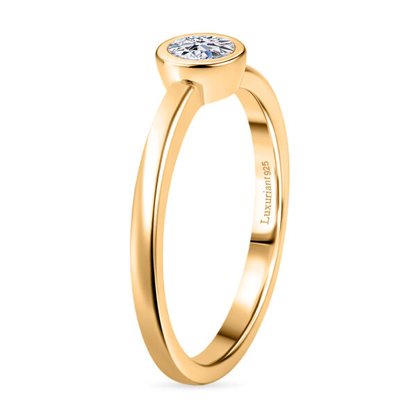 LUXURIANT VS-EF Labor Diamant Ring, 925 Silber 750 Gelbgold Vermeil - 0,25 ct. image number 4