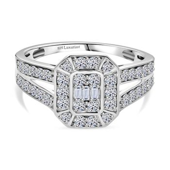 LUXURIANT SI-GH Labor Diamant Halo Ring, 925 Silber rhodiniert - 1 ct.
