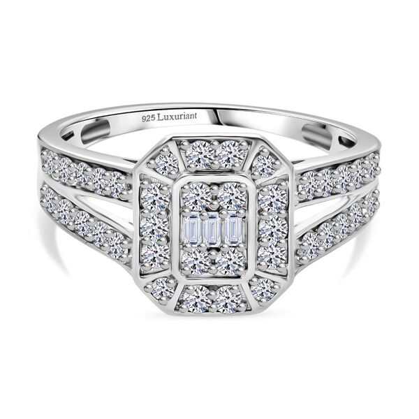 LUXURIANT SI-GH Labor Diamant Halo Ring, 925 Silber rhodiniert - 1 ct.