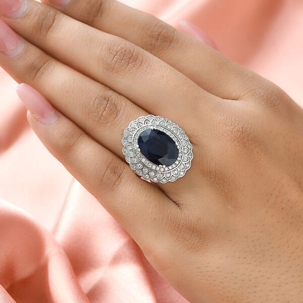Diffundierter, blauer Saphir und Zirkon-Ring - 7,32 ct. image number 3