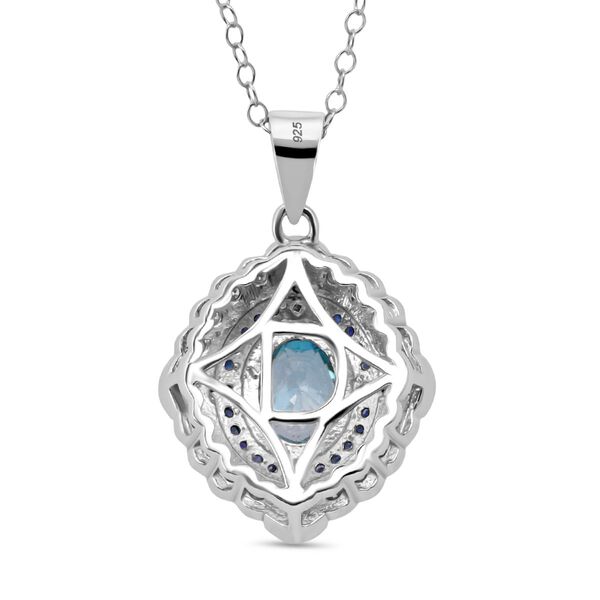 D'Joy blauer Zirkon, blauer Saphir und Moissanit Anh&auml;nger mit 50cm Kette - 3,69 ct. image number 4