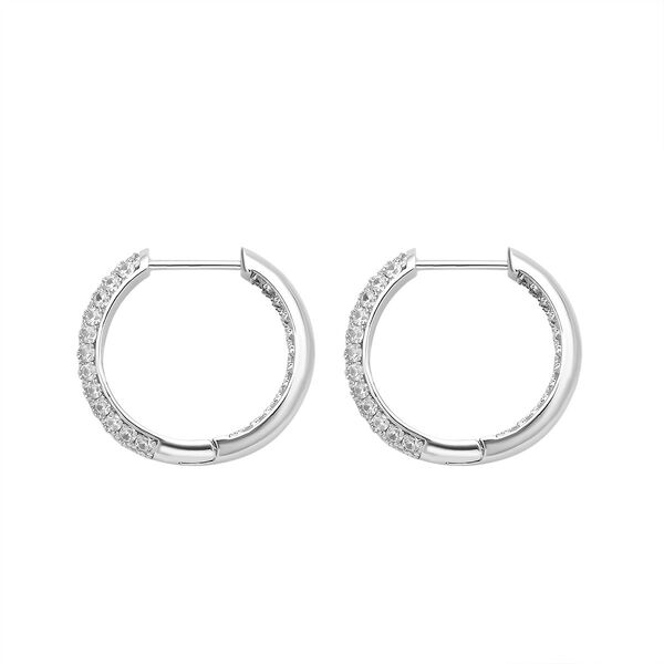 Wei&szlig;e Zirkonia-Creolen, Silberfarben image number 4