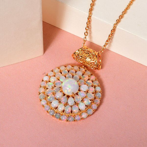 Nat&uuml;rlicher, &auml;thiopischer Opal-Anh&auml;nger mit Kette, 925 Silber vergoldet ca. 6.69 ct image number 3