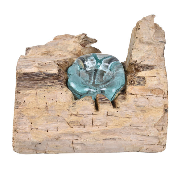 Jardin de Bali: Mundgeblasener Teelichthalter auf Naturholz image number 2