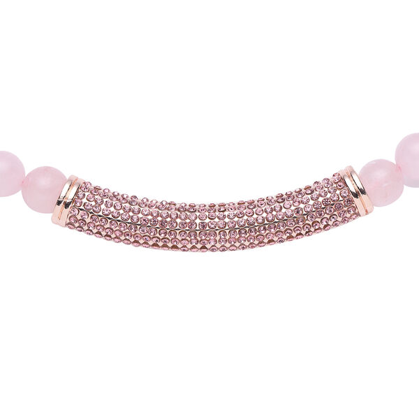 Rosenquarz und rosa Kristall-Halskette, 49,5 cm - 228,50 ct. image number 3