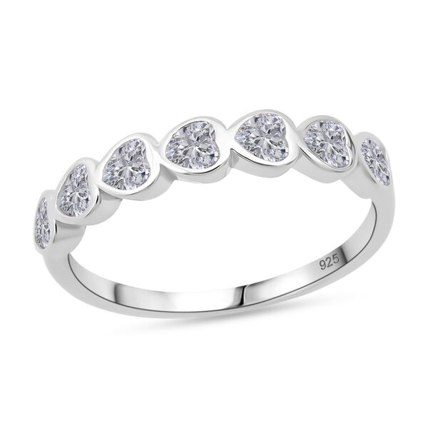 LUSTRO STELLA weißer Zirkonia Half Eternity Ring mit Herzmotiven image number 3