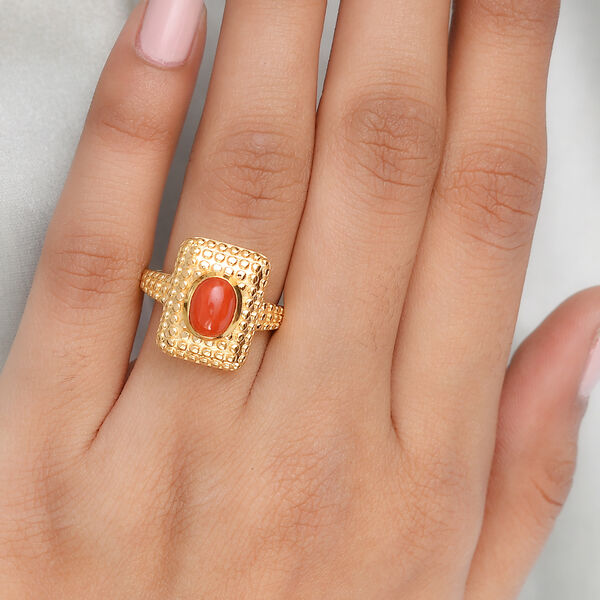 Koralle Ring 925 Silber vergoldet  ca. 1,44 ct image number 3