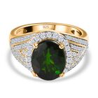 AA Nat&uuml;rlicher Chromdiopsid, Wei&szlig;er Zirkon Ring, 925 Silber Gelbgold Vermeil (Gr&ouml;&szlig;e 21.00), ca. 4.77 ct