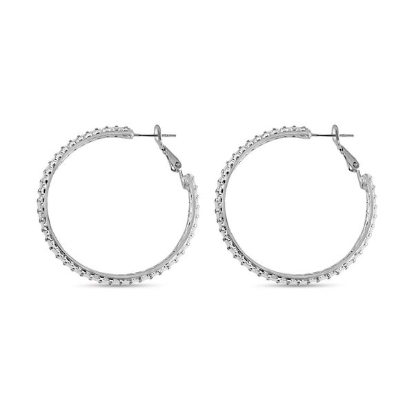 Weißer Zirkonia mit Kristallbesatz Ohrringe, silberfarben image number 3