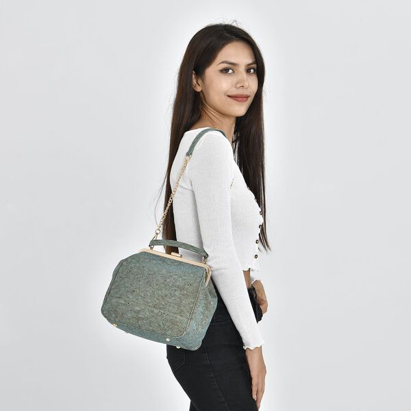 Rucksack aus Naturkork mit Schultergurt, Grünblau image number 2