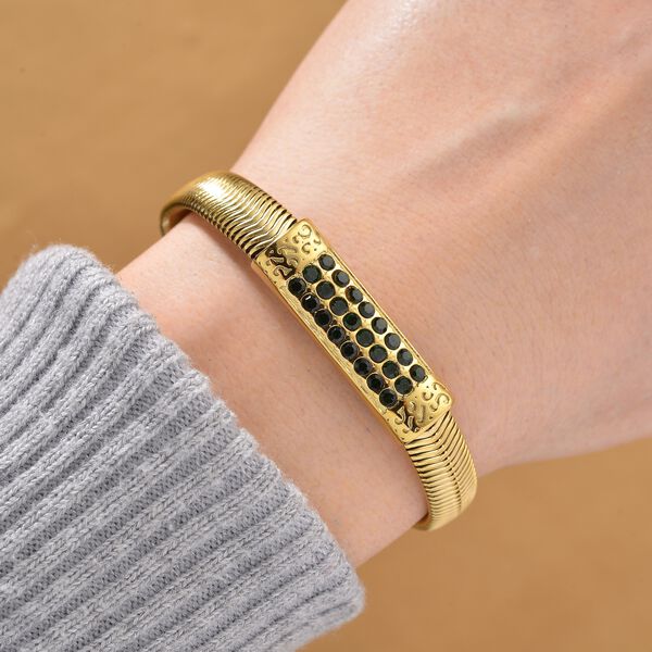 Gr&uuml;nes 19+5 cm Kristallarmband in Goldton image number 1