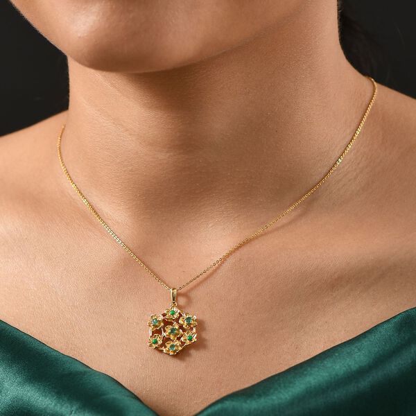 Kagem Sambischer Smaragd Schmuckset 925 Silber 750 Gelb Vergoldet ca. 0,40 ct. image number 3