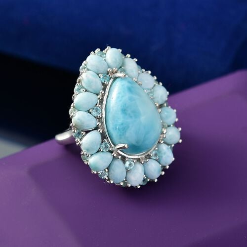 D’joy AA Larimar Ring 925 Silber rhodiniert (Größe 18.00) ca. 21,89 ct image number 1