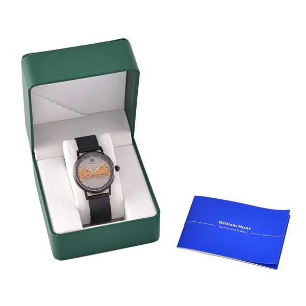 WILLIAM HUNT Wasserdichte Uhr mit Automatikwerk und Netzarmband in Ros&eacute;goldton, 24cm image number 7
