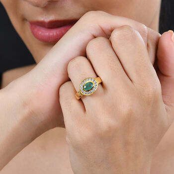 Kagem sambischer Smaragd und Zirkon-Ring - 1,24 ct.