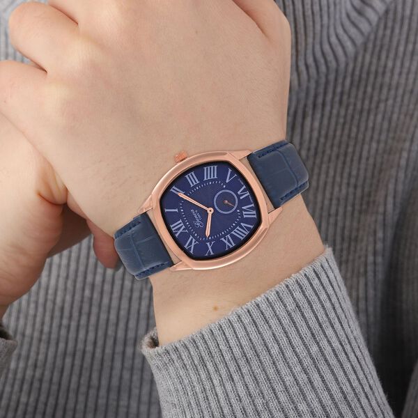 GENOA Limitierte Auflage Miyota Japanese Movement Uhr mit Echtlederarmband - Blau image number 3