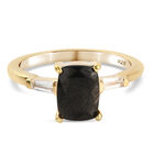 Elite Shungit und Zirkon Ring 925 Silber vergoldet (Größe 16.00)