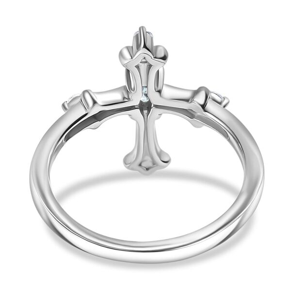 AA Blauer Zirkon, Wei&szlig;er Zirkon Ring 925 Silber rhodiniert (Gr&ouml;&szlig;e 19.00) ca. 0,49 ct image number 6