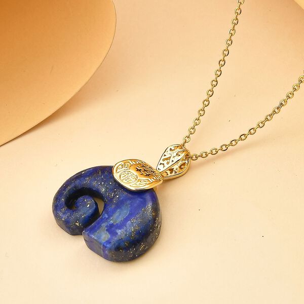 Lapislazuli Anhänger mit Kette, Edelstahl, ca., goldfarben 25.00 ct image number 2