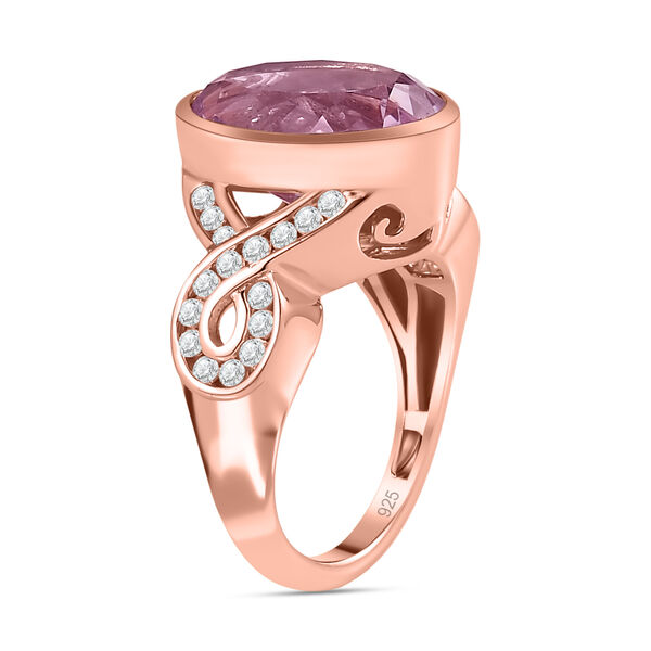 AAA Rose De France Amethyst, wei&szlig;er Zirkon Ring, 925 Silber ros&eacute;vergoldet (Gr&ouml;&szlig;e 16.00) ca. 6.28 ct image number 4