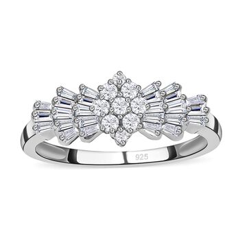 Moissanit Ballerina Ring, 925 Silber rhodiniert - 1,11 ct.