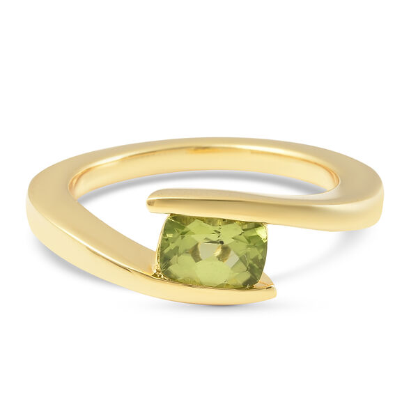 Peridot Solit&auml;r Ring 925 Silber Gelbgold Vergoldet