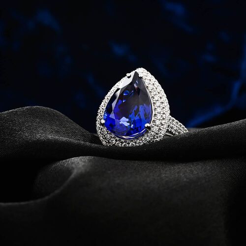 Rhapsody AAAA Tansanit, Weißer Diamant Ring 950 Platin (Größe 16.50) ca. 9,40 ct image number 1