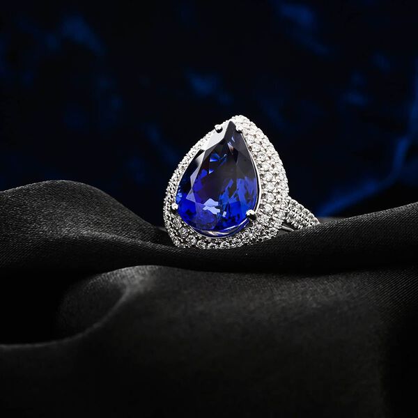 Rhapsody AAAA Tansanit, Weißer Diamant Ring 950 Platin (Größe 16.50) ca. 9,40 ct image number 1