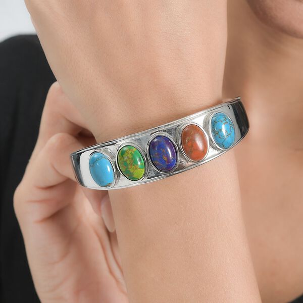 Mehrfach Türkis Armreif ca. 19 cm Edelstahl ca. 27.87 ct image number 3