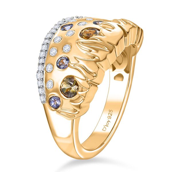 Fire and Ice Collection - Nat&uuml;rlicher goldener Tansanit, Tansanit Ring 925 Silber 750 Gelbgold Vermeil (Gr&ouml;&szlig;e 17.00) ca. 0.98 ct image number 5