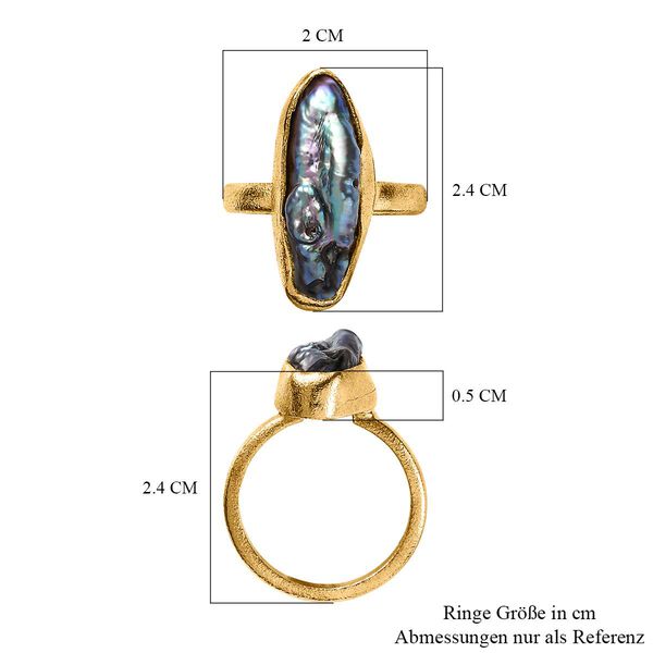 S&uuml;&szlig;wasser Pfau Perle Ring, 925 Silber Gelbgold Vermeil, (Gr&ouml;&szlig;e 20.00) image number 7