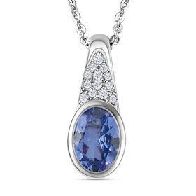 Tansanit und Zirkon Anhänger mit 50cm Kette - 0,83 ct.