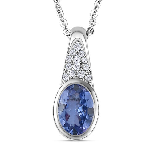 Tansanit und Zirkon Anhänger mit 50cm Kette - 0,83 ct. image number 0
